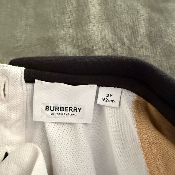 Burberry Kids Polo with Red, White, Black, and Tan Blocks - Picture 4 of 4